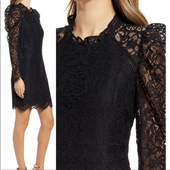 Lilly Pulitzer Averi Lace Embroidered black mini mock neck long sleeve size 00 - Picture 5 of 11